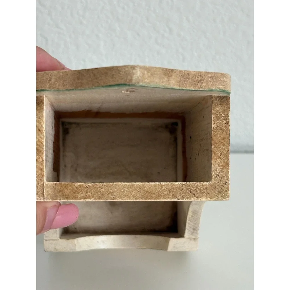 Vintage Wooden Matchbox Holder Hand Painted Floral